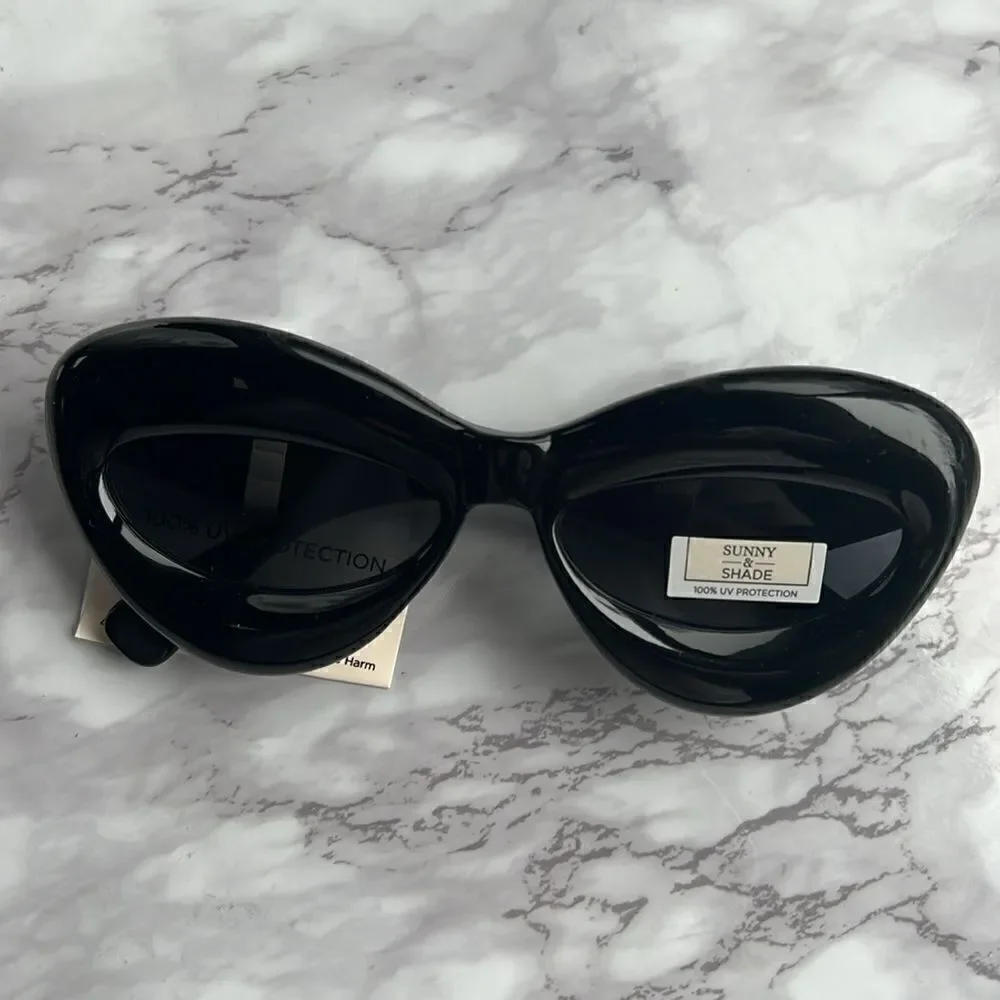 Inflated Cat Eye Black Sunglasses